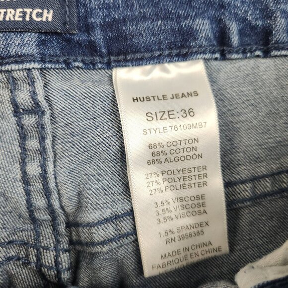 Mens Hustle Skinny Jeans Size 36x30 Blue Faded Distressed Modern Streetwear Pant - Picture 8 of 10